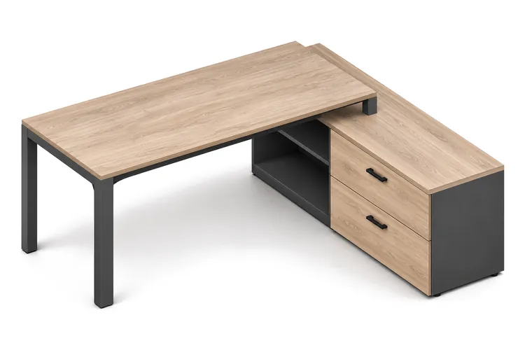 Escritorio con credenza lateral Quadra, 190 x 180 cm, código QD-190C