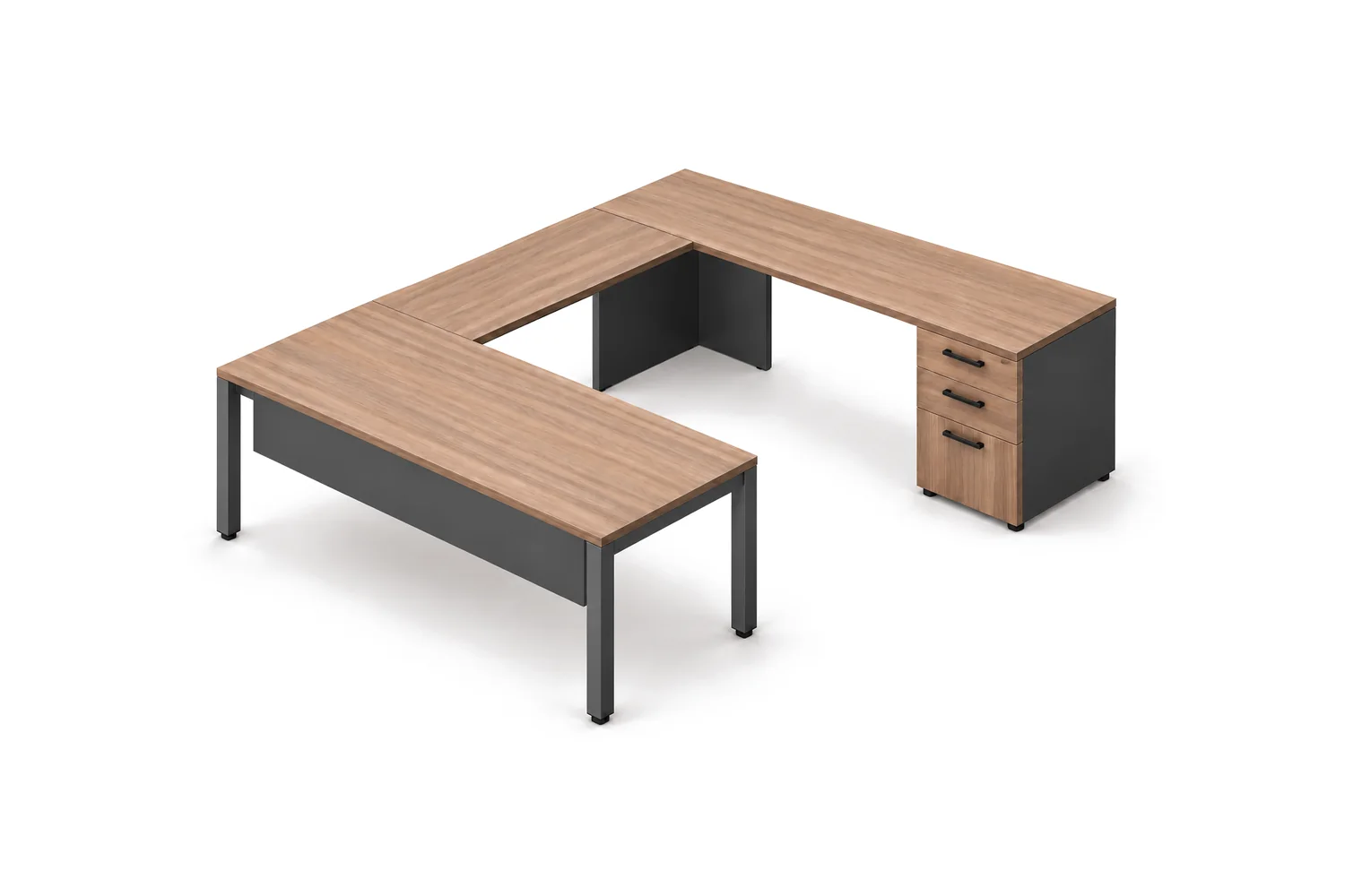 Escritorio directivo en U con pedestal Quadra, 180 x 260 cm, código QD-U