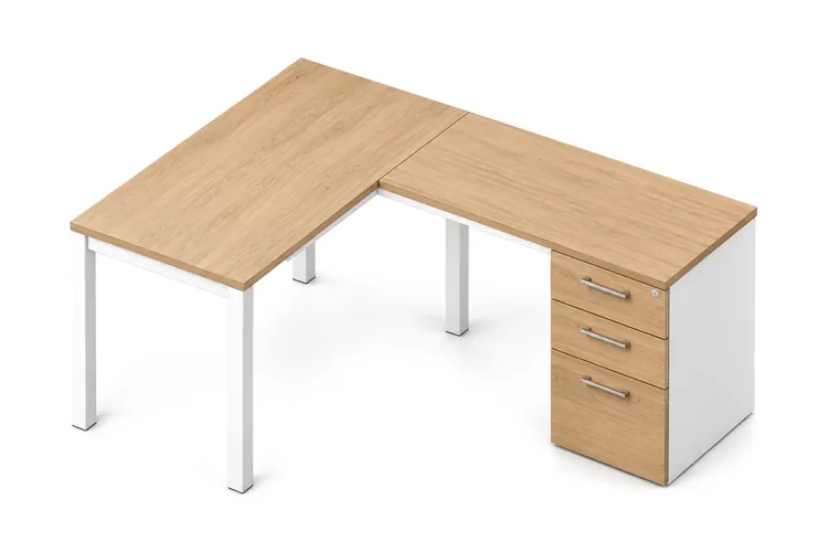 Escritorio en L con pedestal archivero Quadra, 120 x 160 cm, código QD-120L