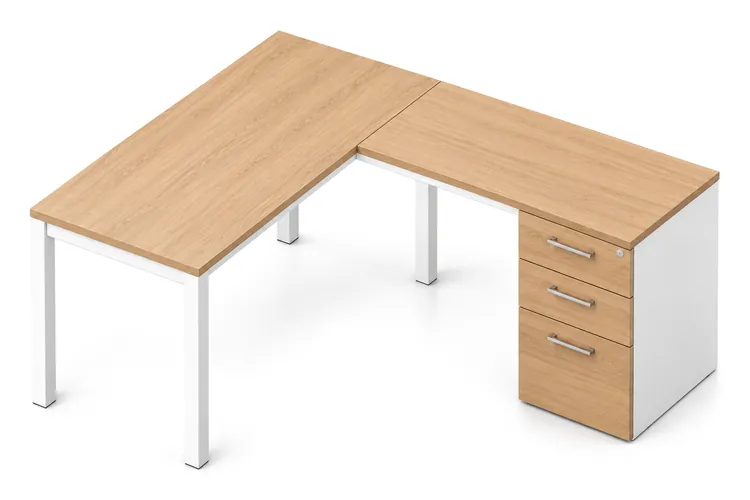 Escritorio en L con pedestal archivero Quadra, 150 x 160 cm, código QD-150L