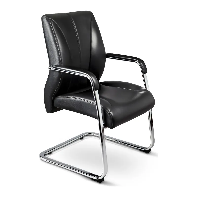 Silla de visita en piel con base de patín MOD-ZAI